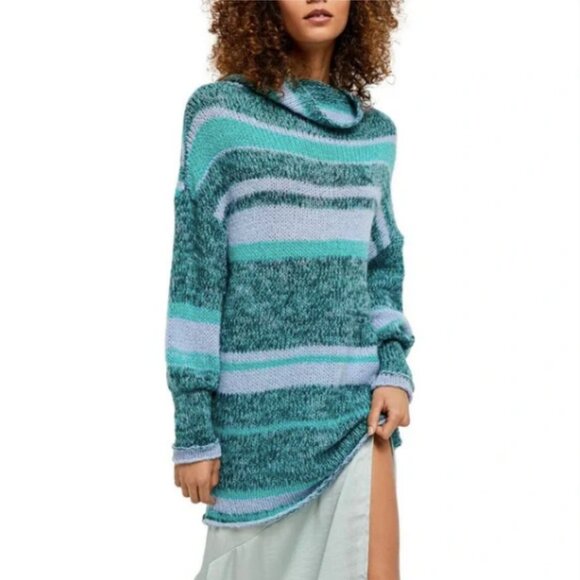 Free People Candy Stripe Tunic Waterfalls Alpaca Wool Sweater - Picture 5 of 14